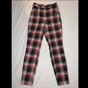Plaid Skinny Fit Trousers